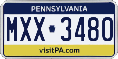 PA license plate MXX3480