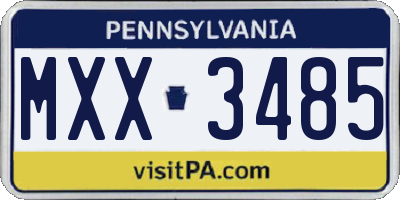 PA license plate MXX3485