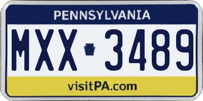 PA license plate MXX3489