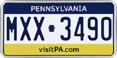 PA license plate MXX3490