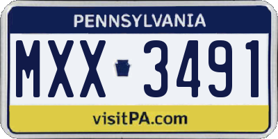 PA license plate MXX3491