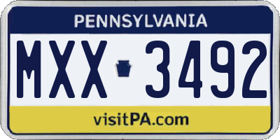 PA license plate MXX3492