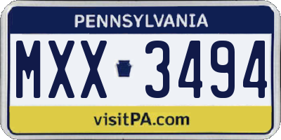PA license plate MXX3494