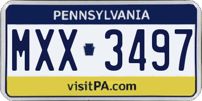 PA license plate MXX3497