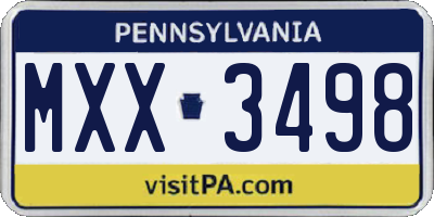 PA license plate MXX3498