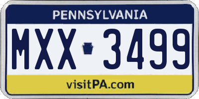 PA license plate MXX3499
