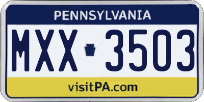 PA license plate MXX3503