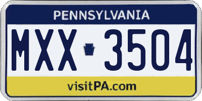 PA license plate MXX3504