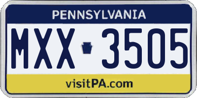 PA license plate MXX3505