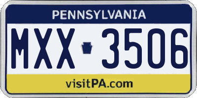 PA license plate MXX3506