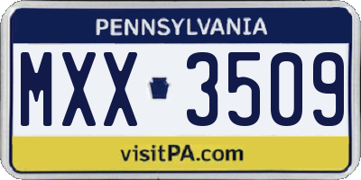 PA license plate MXX3509