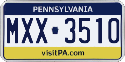 PA license plate MXX3510