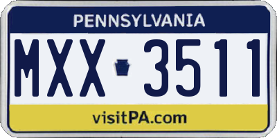 PA license plate MXX3511