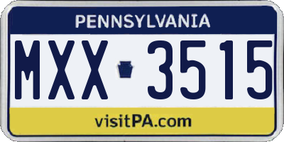 PA license plate MXX3515