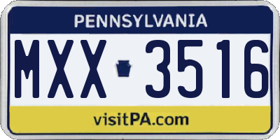 PA license plate MXX3516