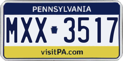 PA license plate MXX3517