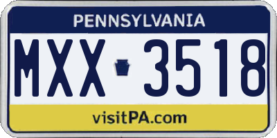 PA license plate MXX3518