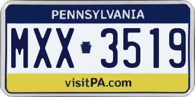 PA license plate MXX3519