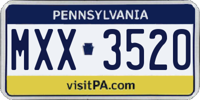 PA license plate MXX3520