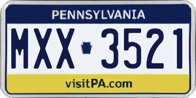 PA license plate MXX3521