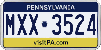 PA license plate MXX3524