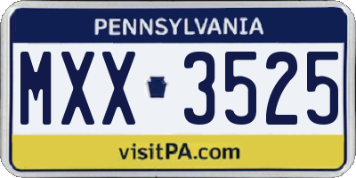 PA license plate MXX3525