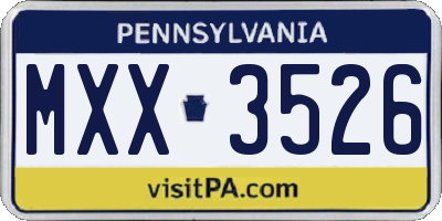 PA license plate MXX3526