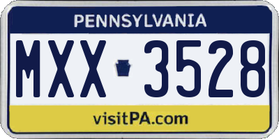 PA license plate MXX3528