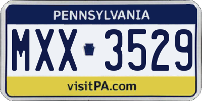 PA license plate MXX3529