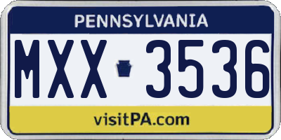 PA license plate MXX3536