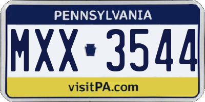 PA license plate MXX3544