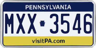 PA license plate MXX3546