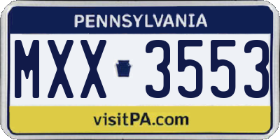 PA license plate MXX3553