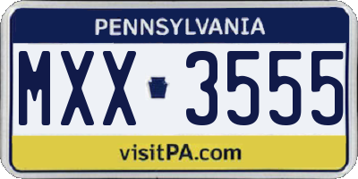 PA license plate MXX3555