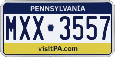 PA license plate MXX3557