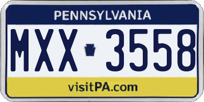 PA license plate MXX3558