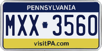 PA license plate MXX3560