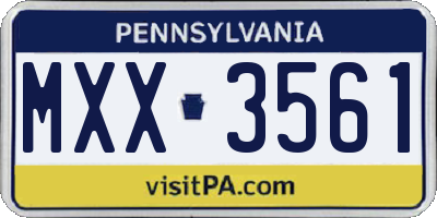 PA license plate MXX3561