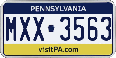 PA license plate MXX3563