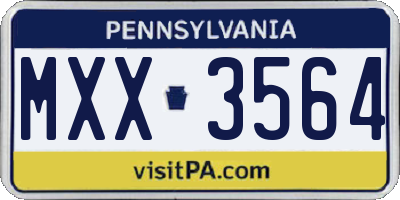 PA license plate MXX3564