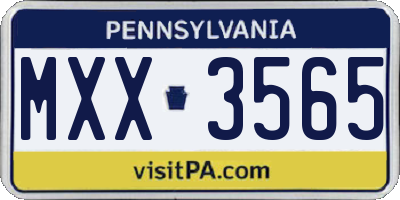 PA license plate MXX3565