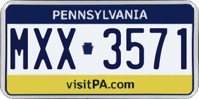 PA license plate MXX3571