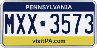 PA license plate MXX3573