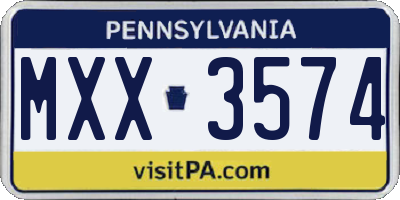 PA license plate MXX3574