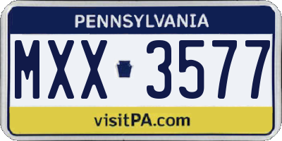 PA license plate MXX3577