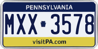 PA license plate MXX3578