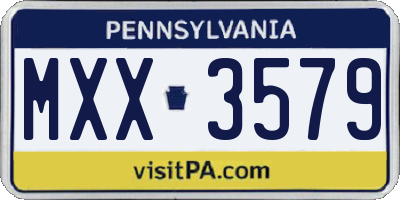 PA license plate MXX3579