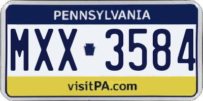 PA license plate MXX3584