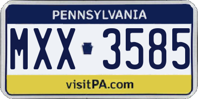 PA license plate MXX3585