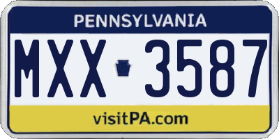 PA license plate MXX3587